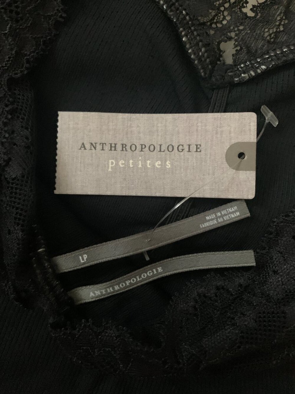 ANTHROPOLOGIE Lace Sweetheart Top in Black Sz LARGE - Picture 4 of 6